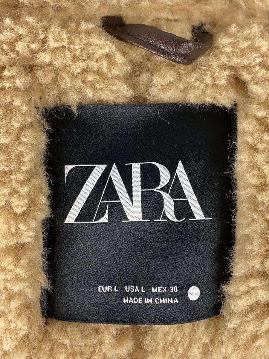 ZARA◆フェイクムートンジャケット/ブルゾン/L/ポリエステル/ブラウン_画像3