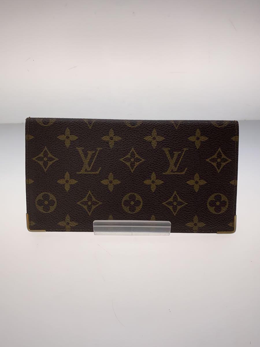 LOUIS VUITTON◆ポルト・シェキエ・ダブル_モノグラム・キャンバス_BRW/PVC/BRW/メンズ/ダメージ大