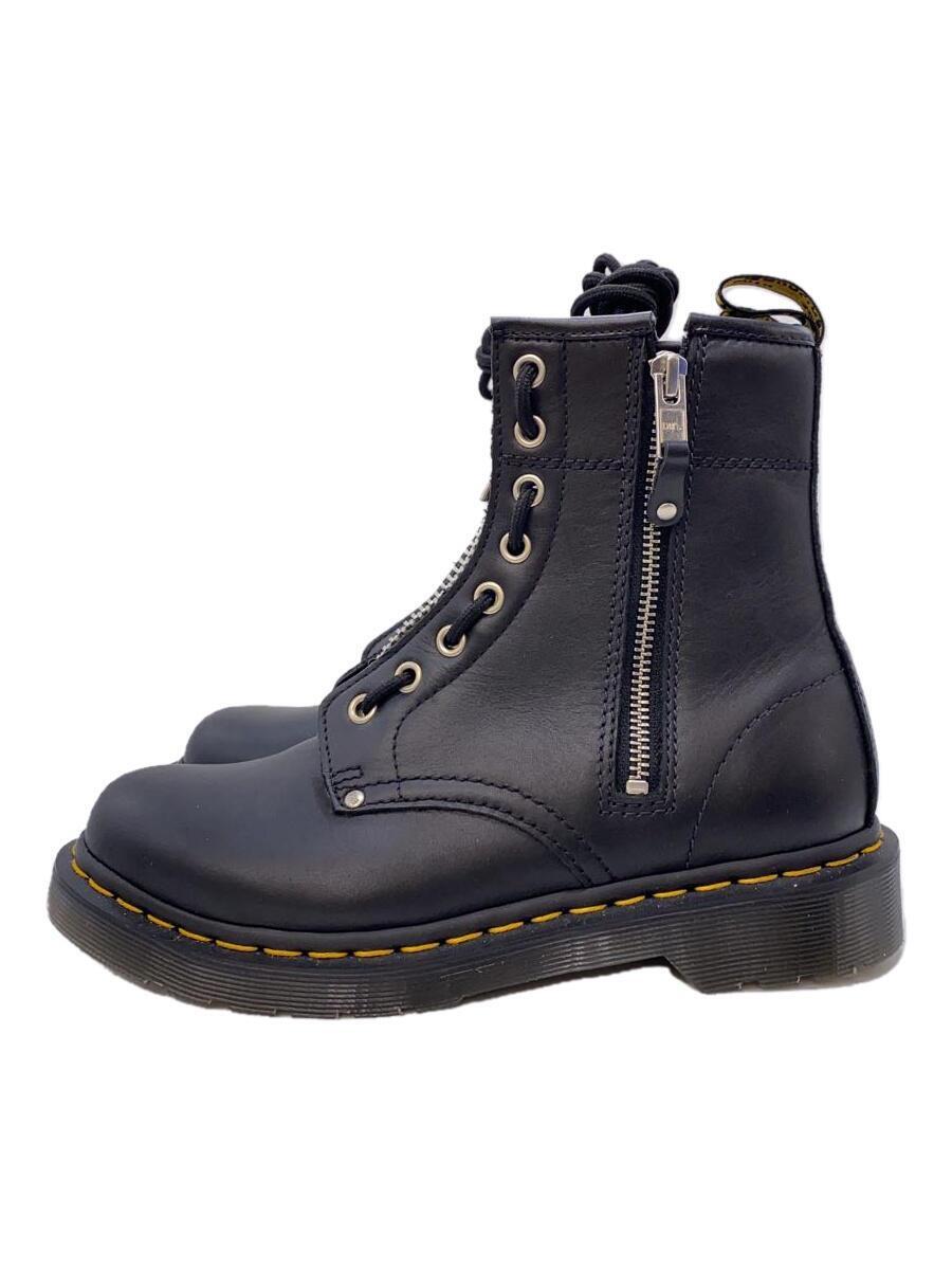 Dr.Martens◆TWIN ZIP/レザーブーツ/UK5/BLK/8ホール/サイドファスナー開閉/イエローステッチ/