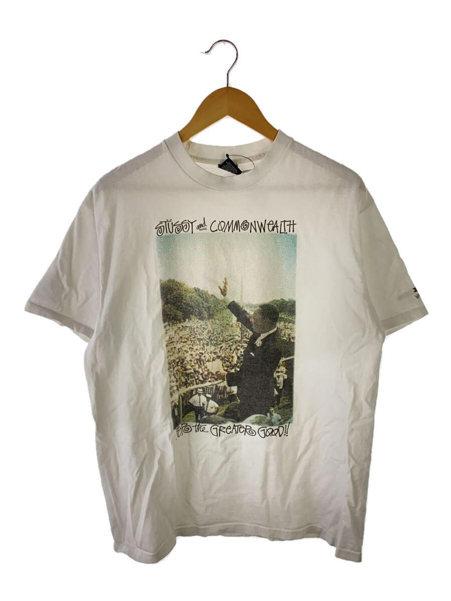 STUSSY◆Tシャツ/L/コットン/WHT/COMMONWEALTH/キング牧師/90s