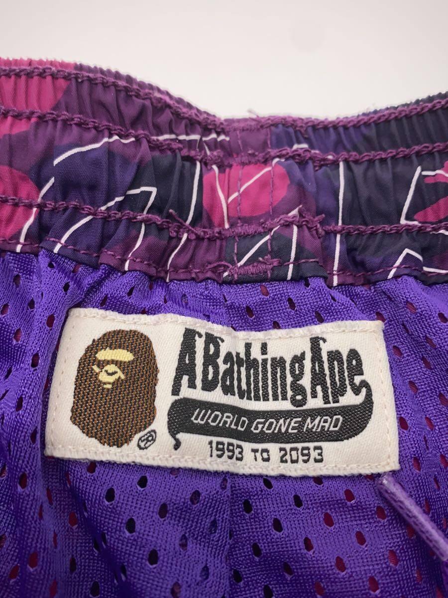 A BATHING APE◆Beach Shorts/ショーツ/ショートパンツ/XL/ポリエステル/パープル/カモフラ_画像4