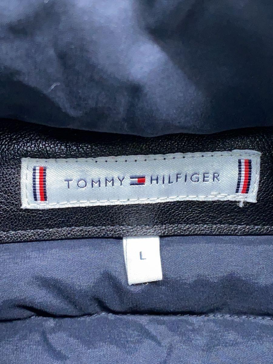 TOMMY HILFIGER◆フーデットダウンコート/ロングダウンジャケット/L/-/BLK/無地/6800475024_画像3