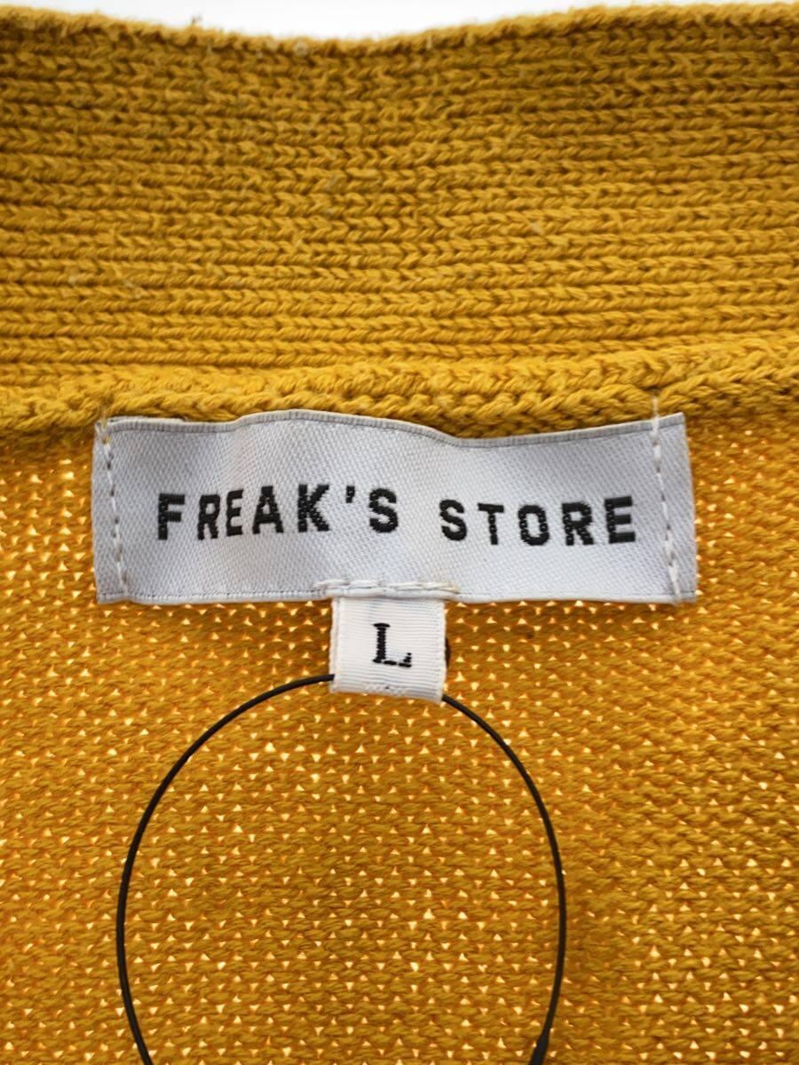 FREAK’S STORE◆カーディガン(薄手)/L/コットン/YLW/無地/FSEC22SS-M240_画像3