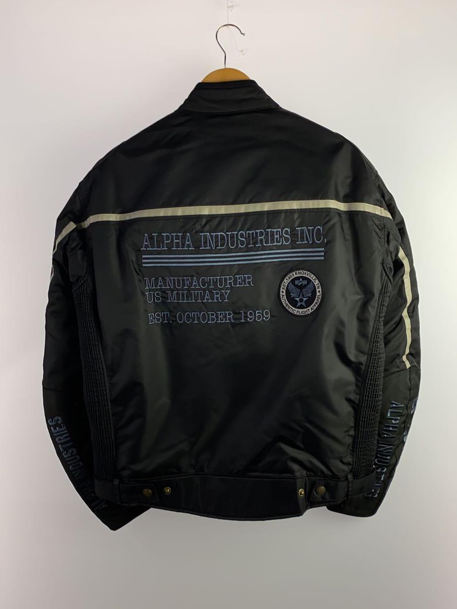 ALPHA INDUSTRIES◆シングルライダースジャケット/XL/ナイロン/BLK/ALVA-1701W_画像2