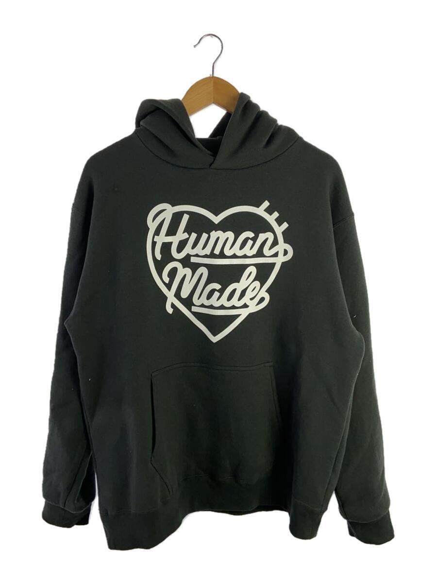 HUMAN MADE◆HEART SWEAT HOODIE/パーカー/XL/コットン/BLK/プリント