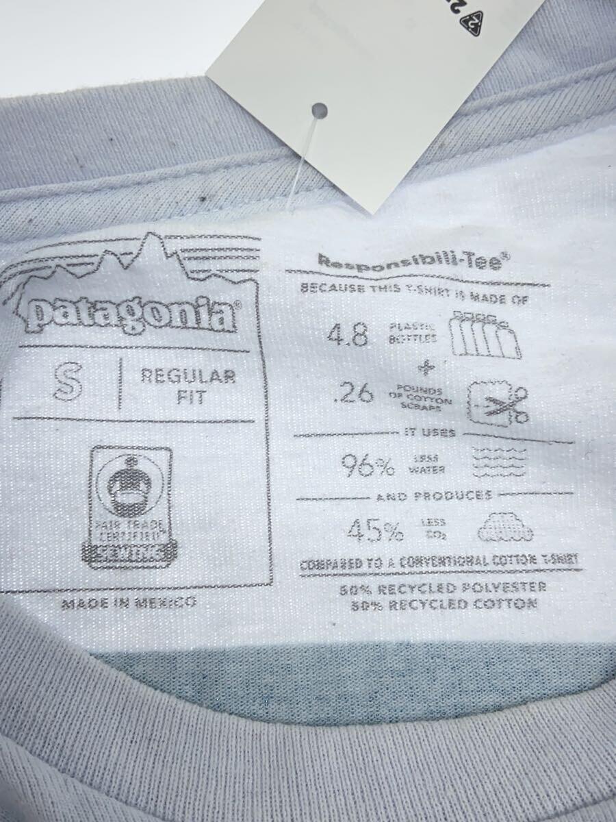 patagonia◆Tシャツ/S/コットン/BLU/バックプリント/無地_画像3