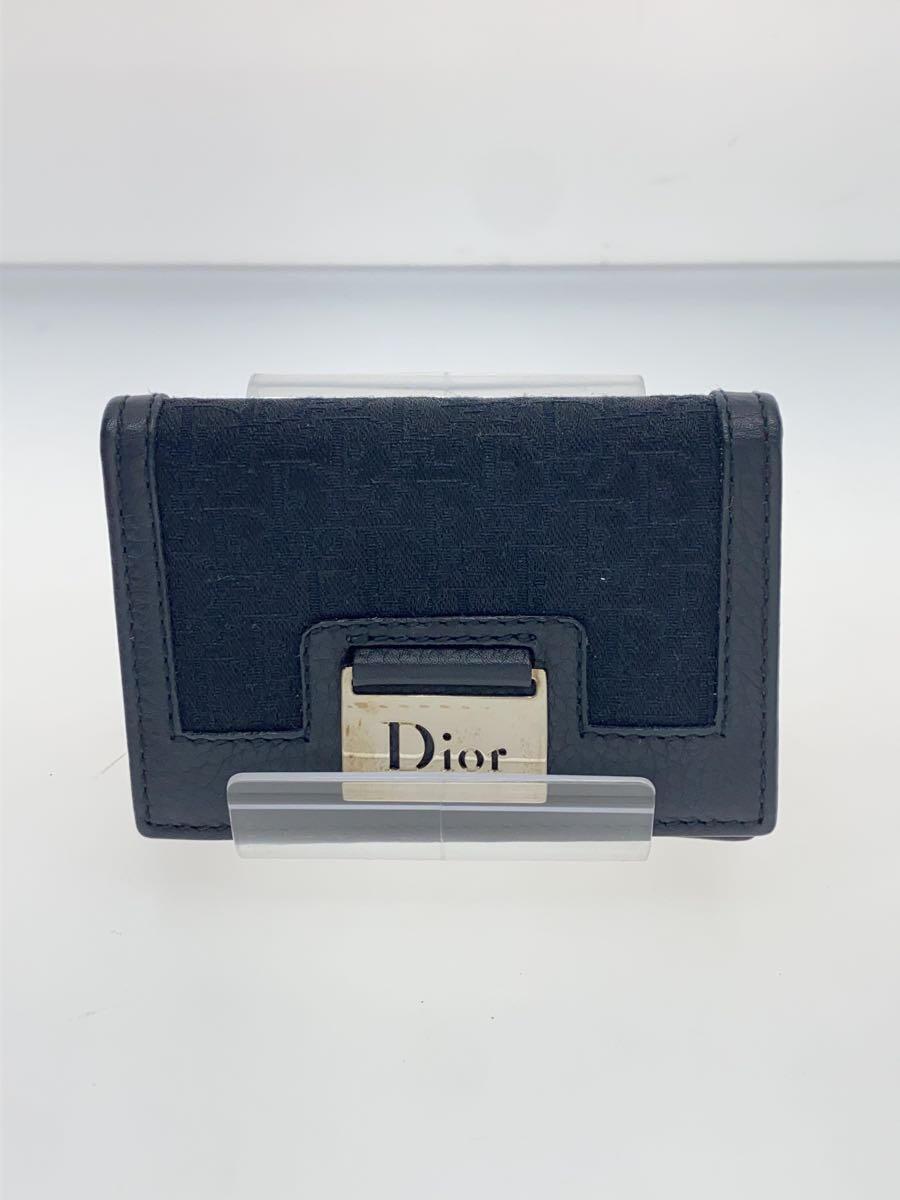 Christian Dior◆トロッター/メタルプレート/カードケース/-/BLK/総柄/レディース/02-LU-0047