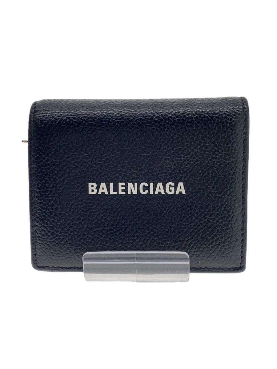 BALENCIAGA◆2つ折り財布/レザー/BLK/無地/メンズ/655685・1090・S・203437