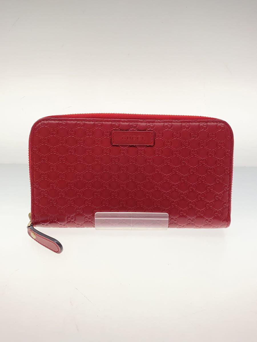 GUCCI◆長サイフ_マイクログッチシマ/レザー/RED/レディース