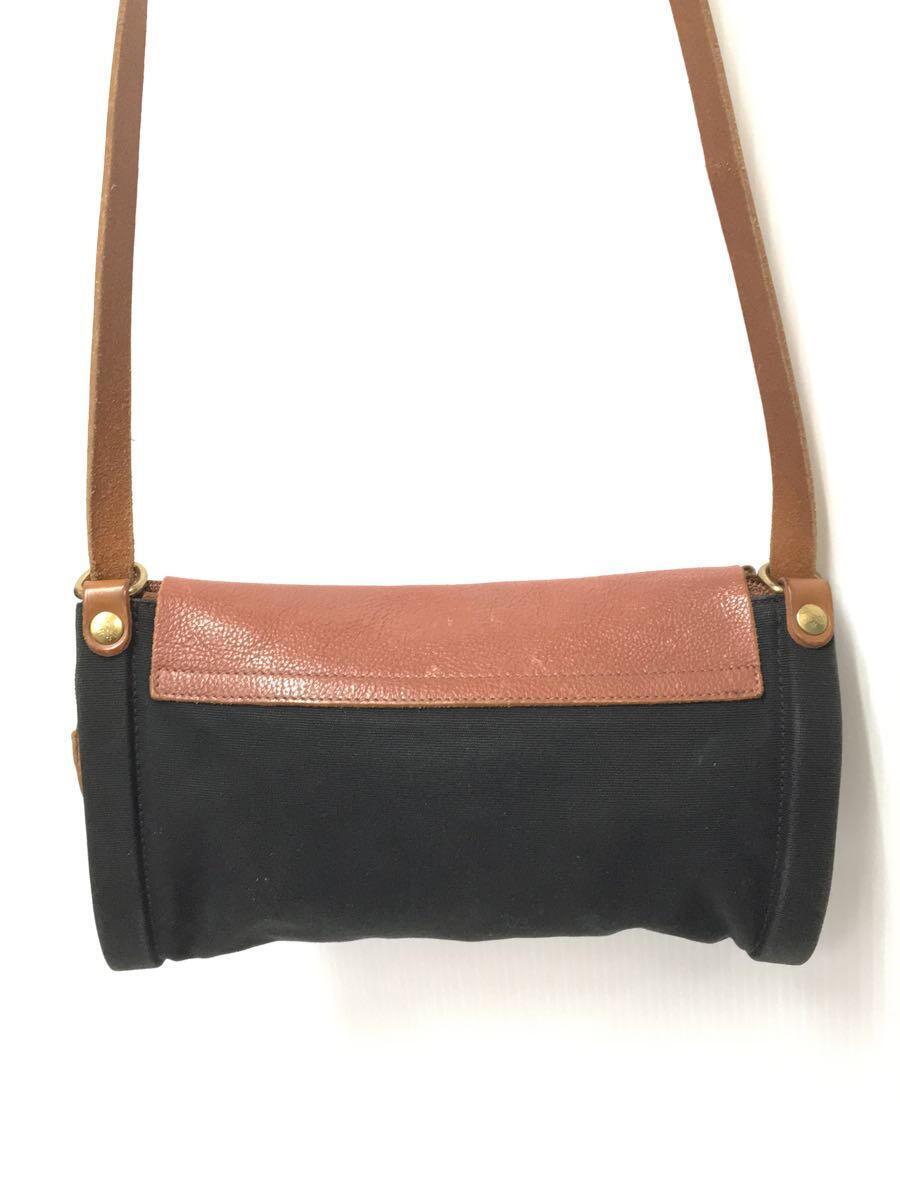IL BISONTE◆Leather Canvas Bag/ショルダーバッグ/キャンバス/BLK_画像3