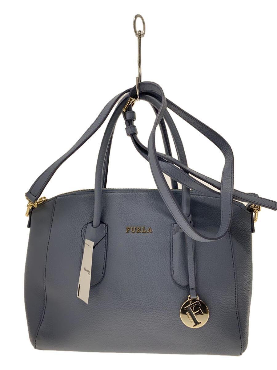 FURLA◆2way/ショルダーバッグ/ハンドバッグ/レザー/ブルー