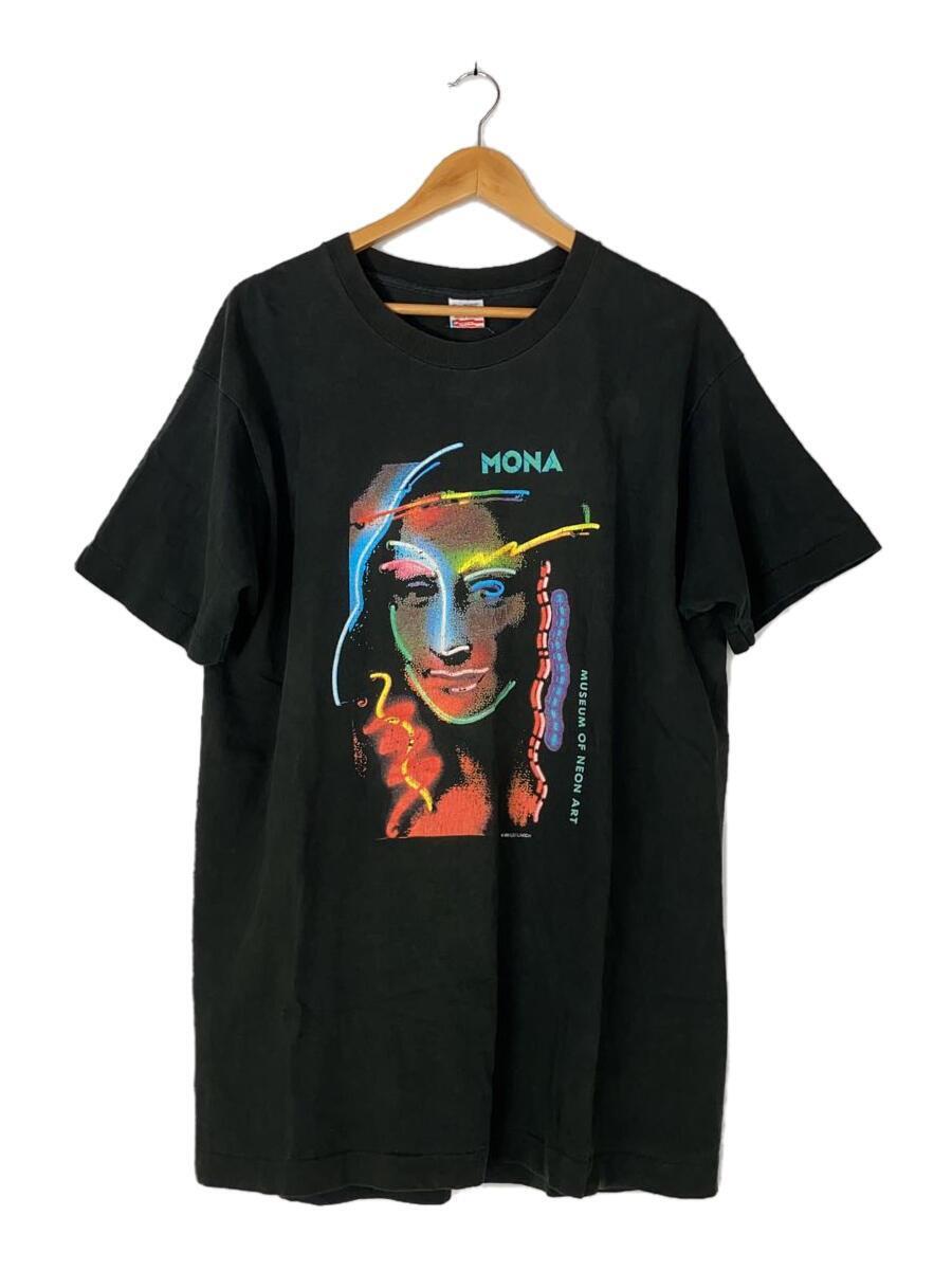 FRUIT OF THE LOOM◆80s/MONA LISA NEON/Tシャツ/XL/コットン/ブラック/プリント/81年製/USA製