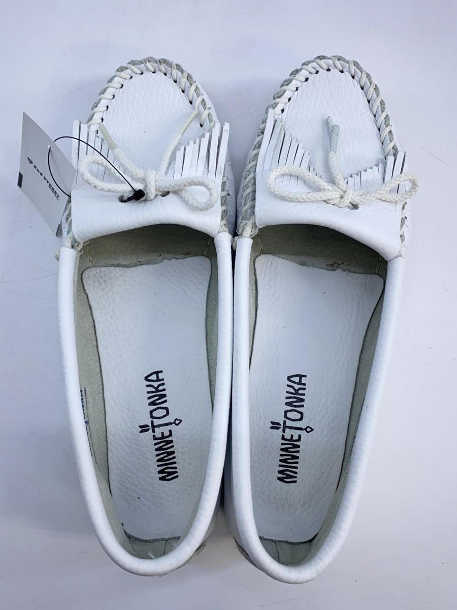 MINNETONKA◆デッキシューズ/US6.5/WHT/レザー_画像3