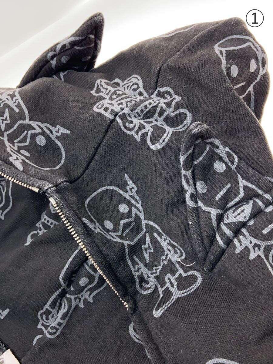 A BATHING APE◆ジップパーカー/XL/コットン/BLK/総柄/×DC_画像6