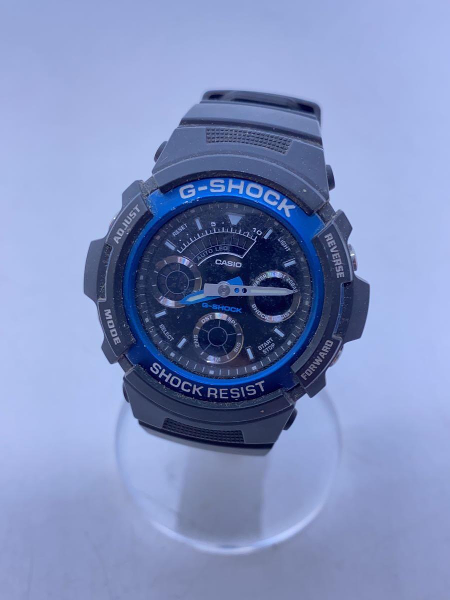 CASIO◆クォーツ腕時計・G-SHOCK/デジアナ/ブラック/AW-591-2AJF