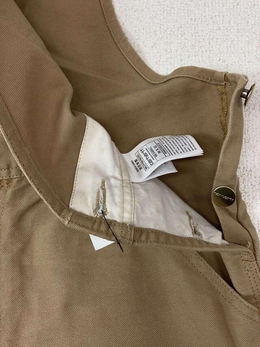 Carhartt◆オーバーオール/30/コットン/BEG/無地/BIB OVERALL_画像3