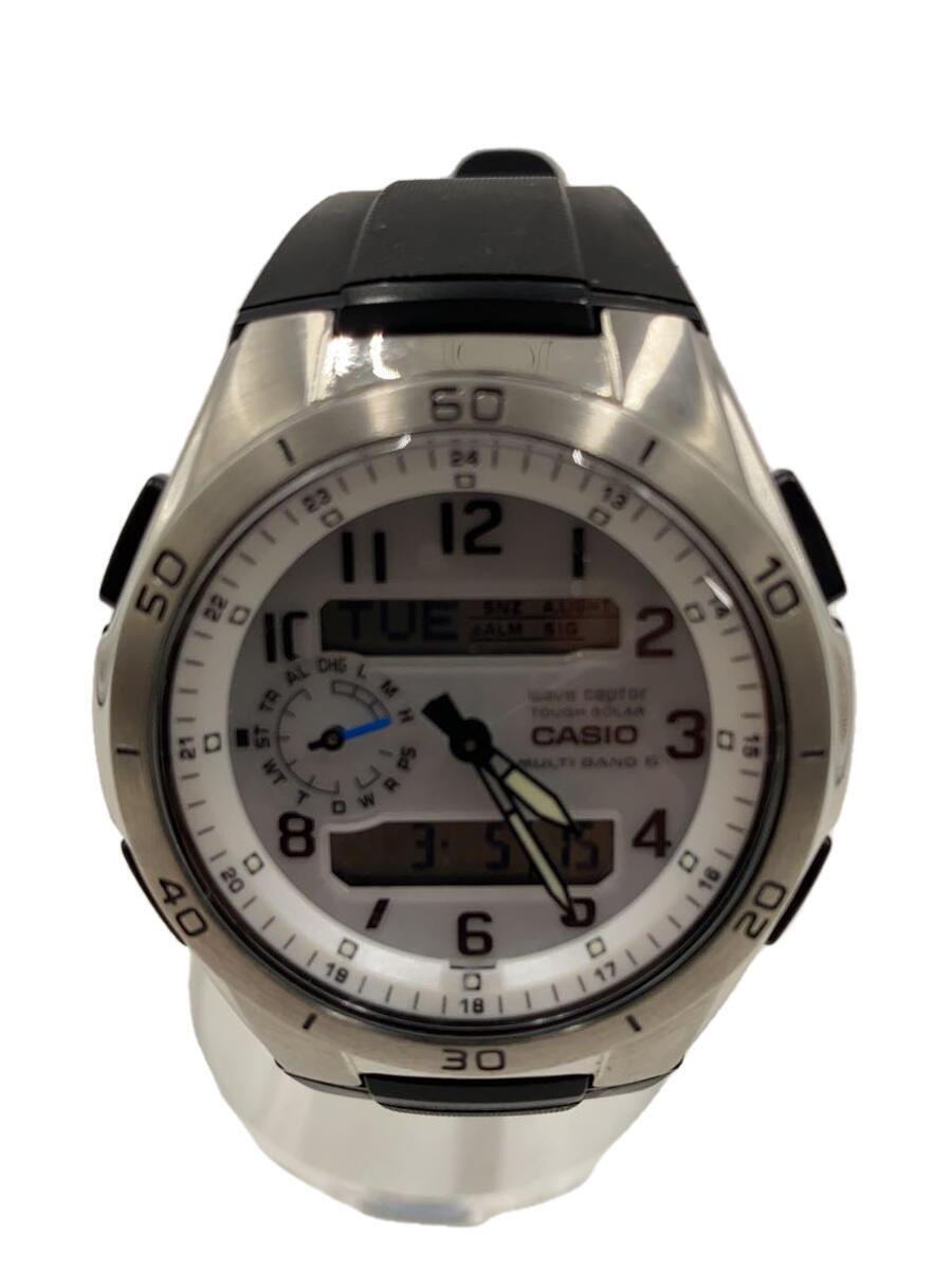 CASIO◆ソーラー腕時計/デジアナ/-/SLV/BLK/WVA-M650_画像1