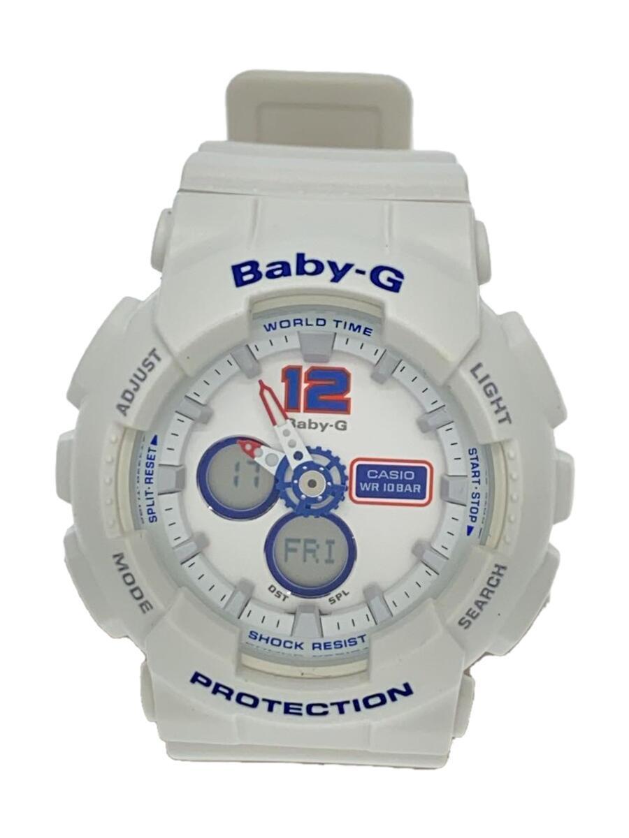 CASIO◆クォーツ腕時計・Baby-G/デジアナ/ラバー/WHTの画像1