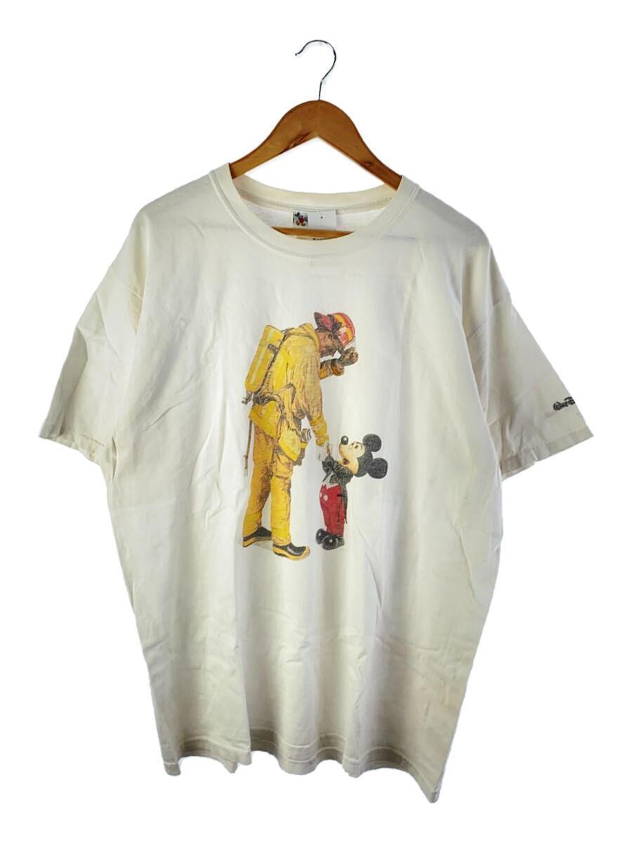 Disney VINTAGE◆Tシャツ/-/コットン/WHT/90s/Norman Rockwell/消防士
