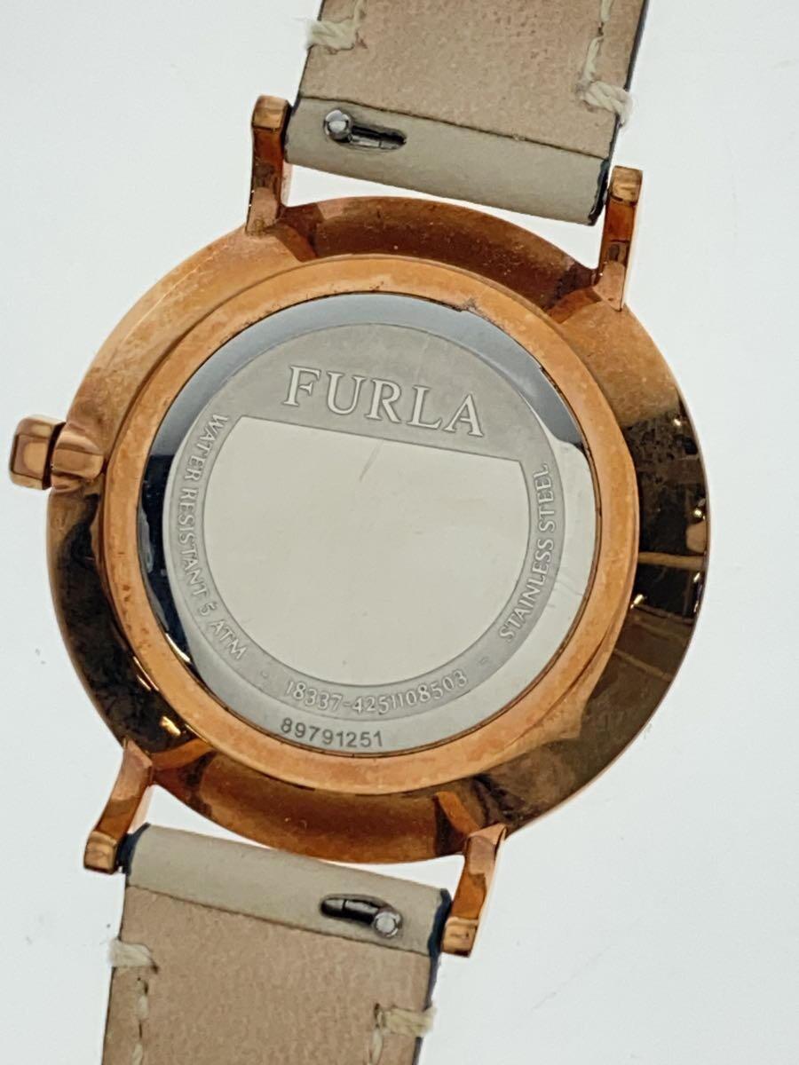 FURLA◆クォーツ腕時計/アナログ/レザー/WHT_画像3