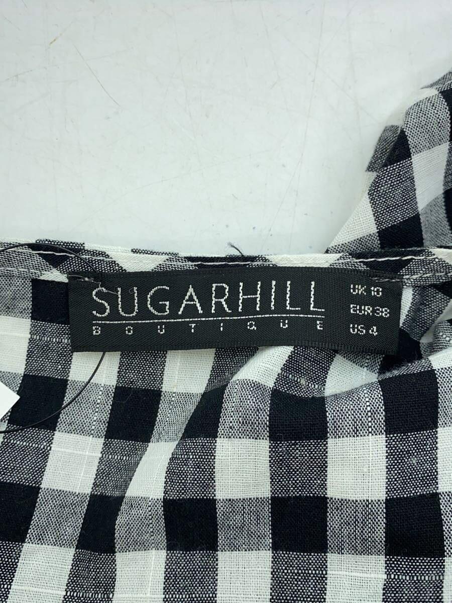 SUGARHILL◆BOUTIQUE/ノーカラーブラウス/長袖シャツ/US4/コットン/ブラック/チェック_画像3