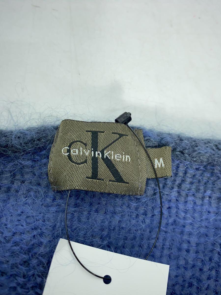 Calvin Klein◆90S- モヘアタッチボーダーニット セーター(薄手)/M/ウール/BLU/ボーダー_画像3