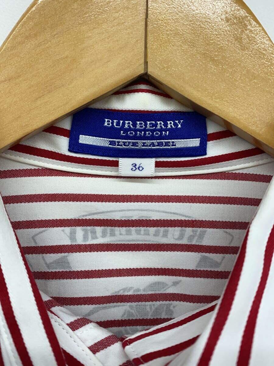 BURBERRY LONDON◆半袖シャツ/36/コットン/RED/ストライプ/FEF40-672-16_画像3