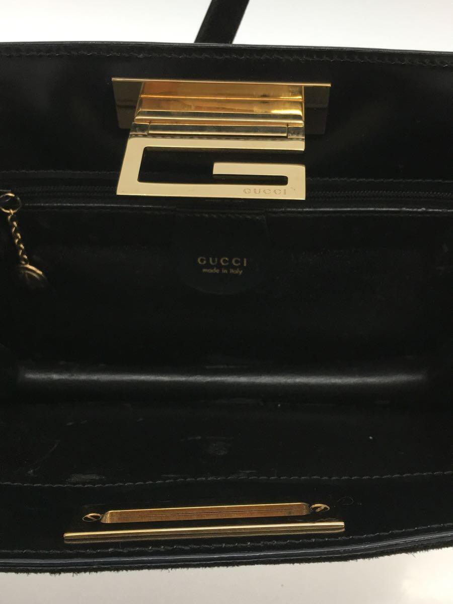 GUCCI◆ハンドバッグ/スウェード/BLK/無地/001 2122 1864_画像6