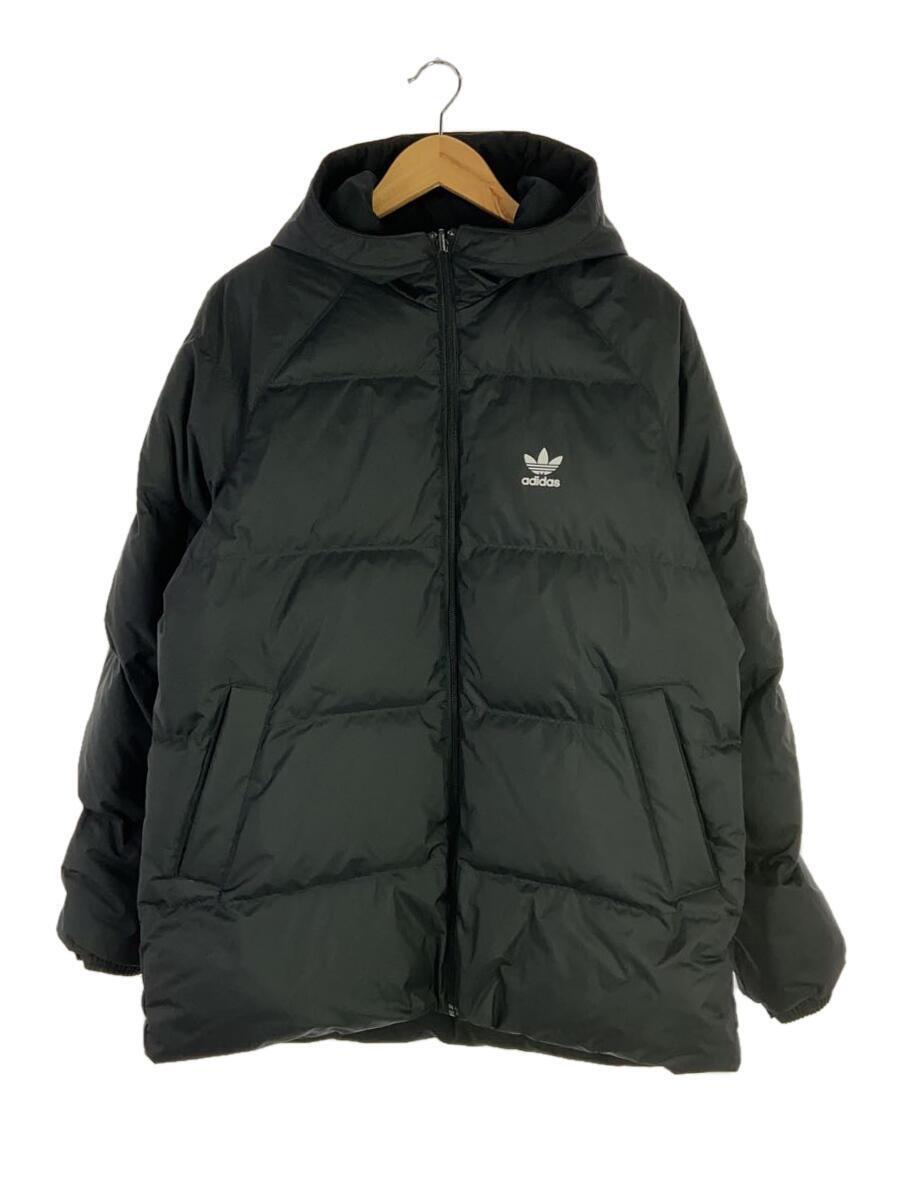 adidas◆SST HOODED DOWN JACKET/ダウンジャケット/O/ポリエステル/BLK/DH5003_画像1