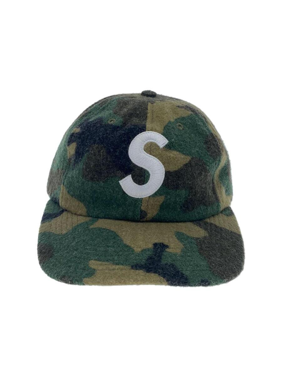 Supreme◆17AW/Wool S Logo 6-Panel Cap/キャップ/FREE/ウール/GRN/カモフラ/メンズ