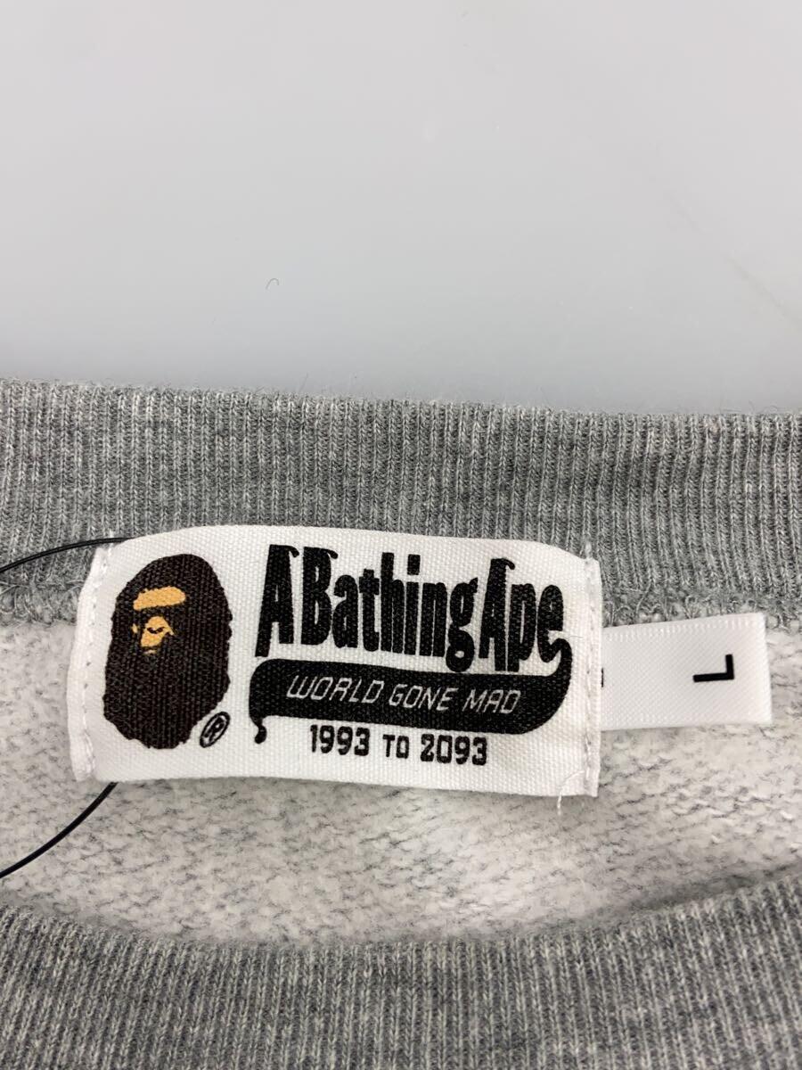 A BATHING APE◆スウェット/L/コットン/GRY/無地/001SWH701001I_画像3