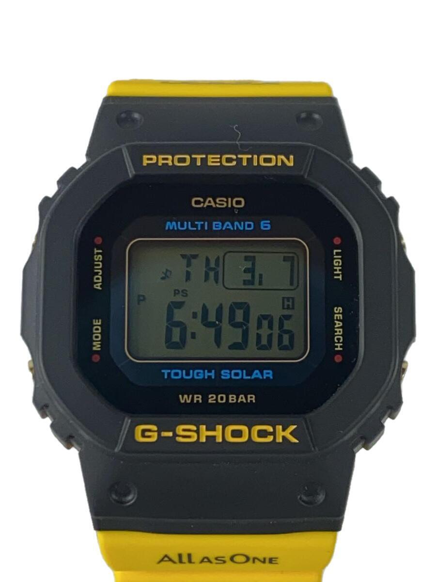 CASIO◆ソーラー腕時計_G-SHOCK/デジタル/BLK/YLW