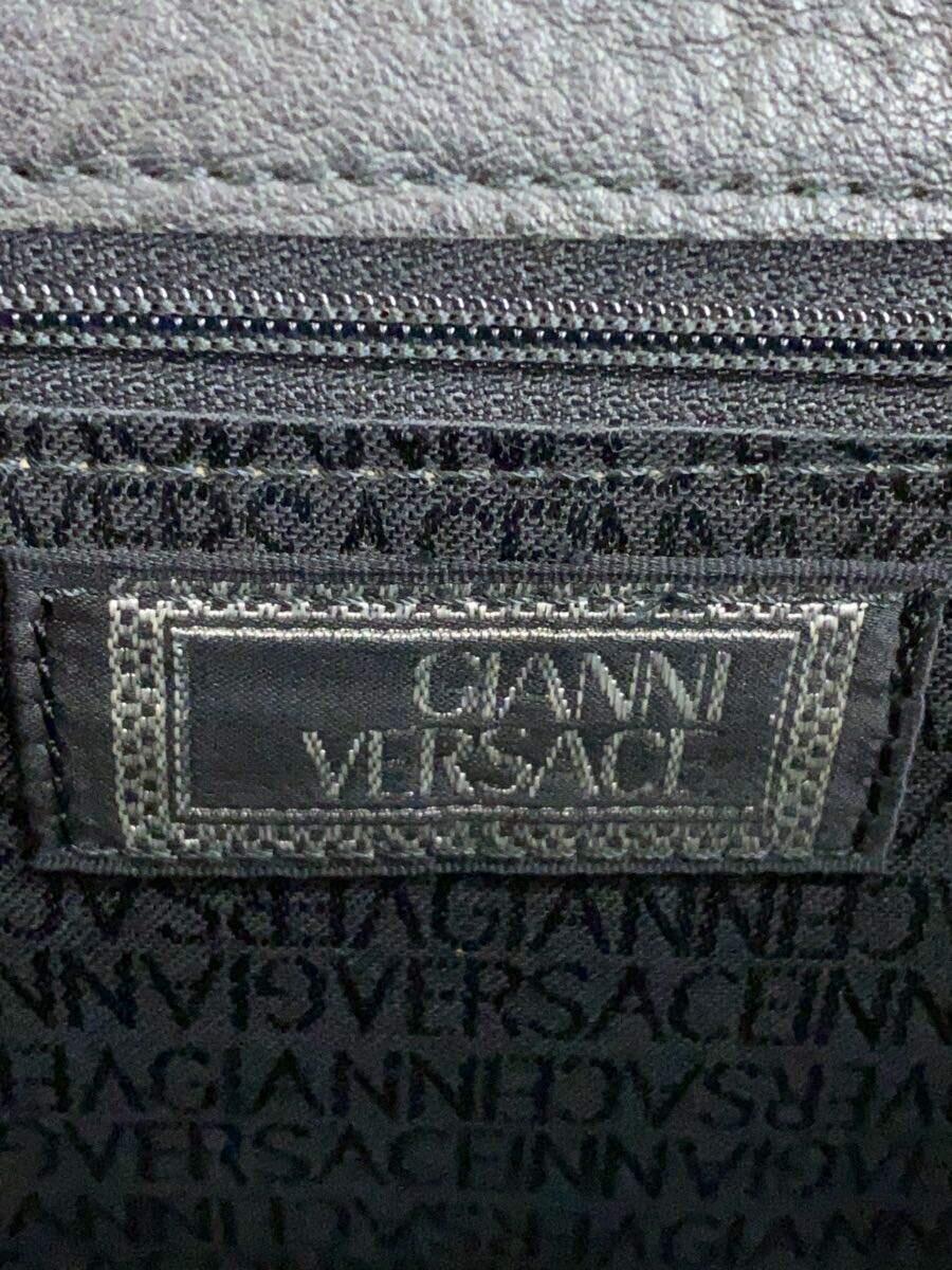 GIANNI VERSACE◆ハンドバッグ/レザー/BLK/エンボスロゴ/サンバースト_画像5