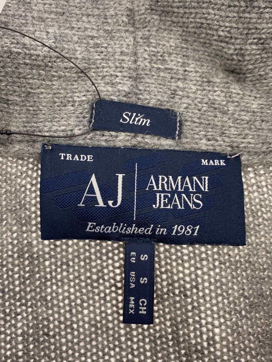 ARMANI JEANS◆ショールカラーカーディガン/S/ウール/GRY/W21KQ/染み有_画像3