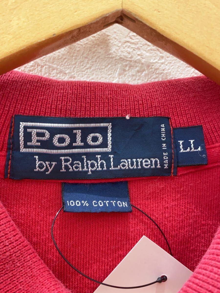 POLO RALPH LAUREN◆ポロシャツ/LL/コットン/RED/90s～/パイル地_画像3