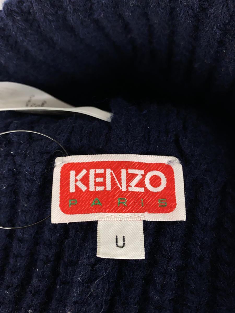 KENZO◆ニットキャップ/ウール/ネイビー/メンズ/ロゴ_画像4