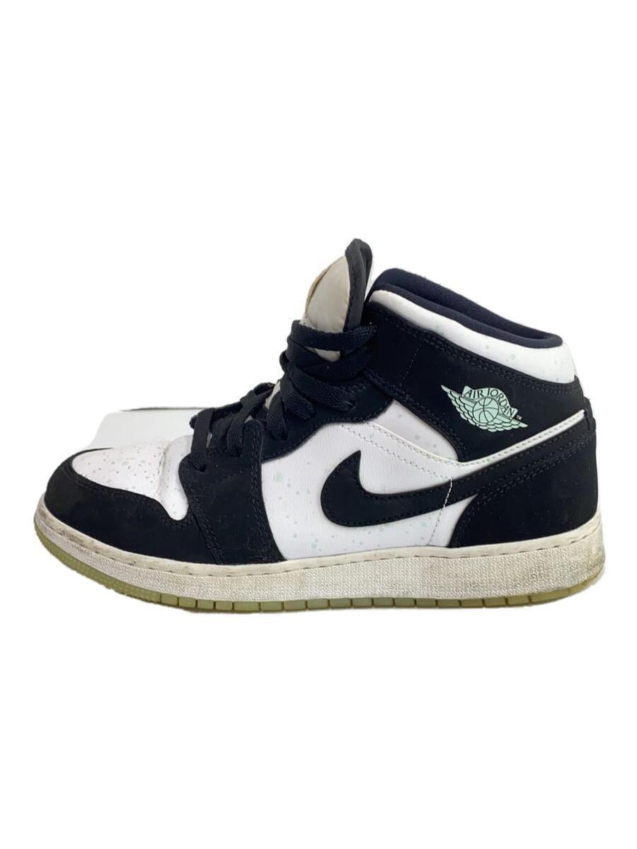 NIKE◆AIR JORDAN 1 MID SE (GS)/エアジョーダンミッド/ホワイト/BQ6931-103/25cm/_画像1