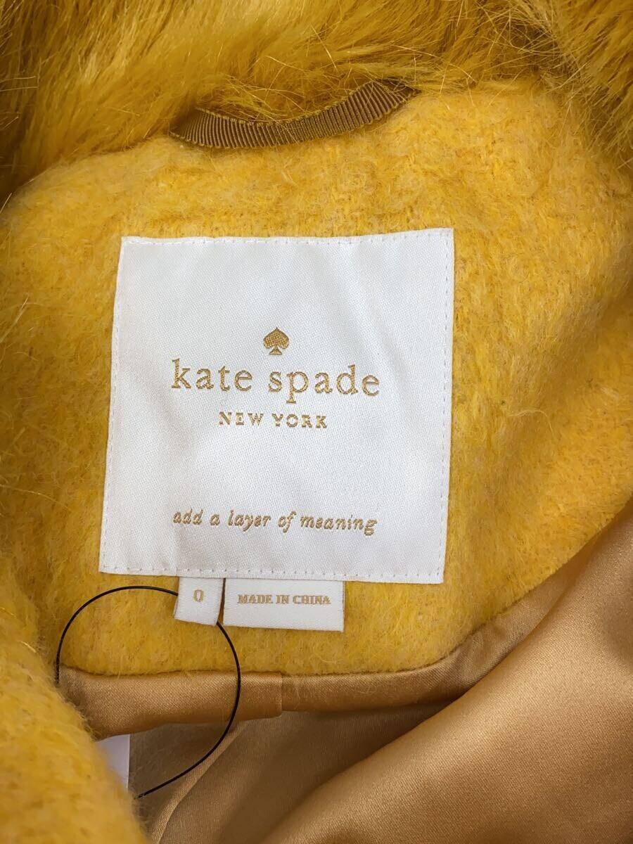 kate spade new york◆トリムコート 18AW/コート/O/アクリル/YLW/NJMUA193/ボタンのほつれ有_画像3