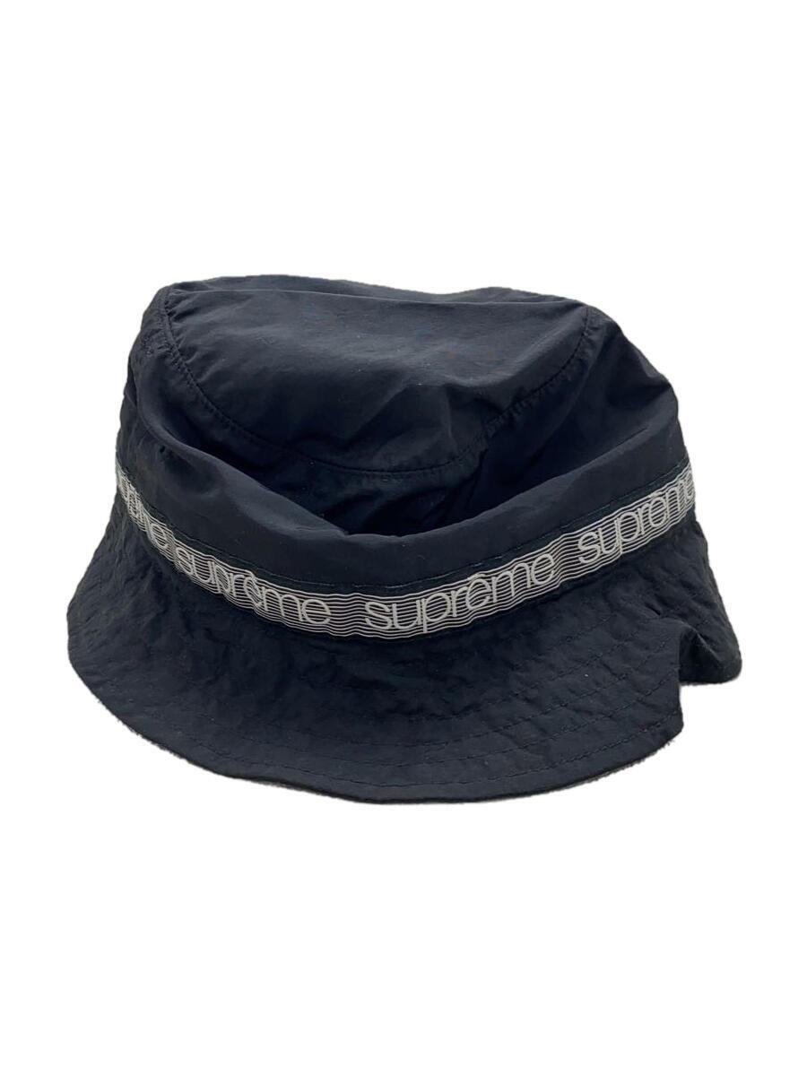 Supreme◆15SS_Side Tape CRUSHER HAT_バケットハット/-/ナイロン/BLK/無地/メンズ