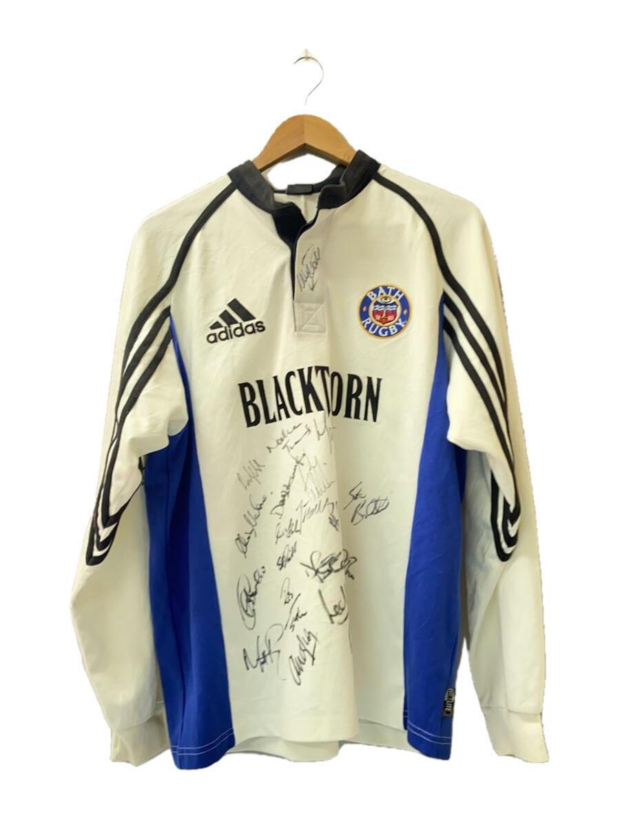 adidas◆BATH RUGBY/イングランドラグビーチーム/ラガーシャツ/サイン入り/SIZE:L/ホワイト