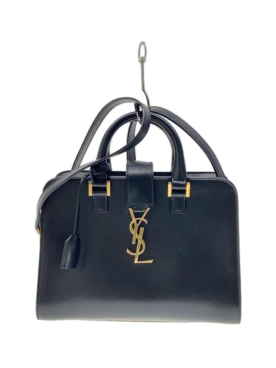 YVES SAINT LAURENT◆ハンドバッグ/ショルダーバッグ/レザー/ブラック/ベイビーカバス 2WAY/568853