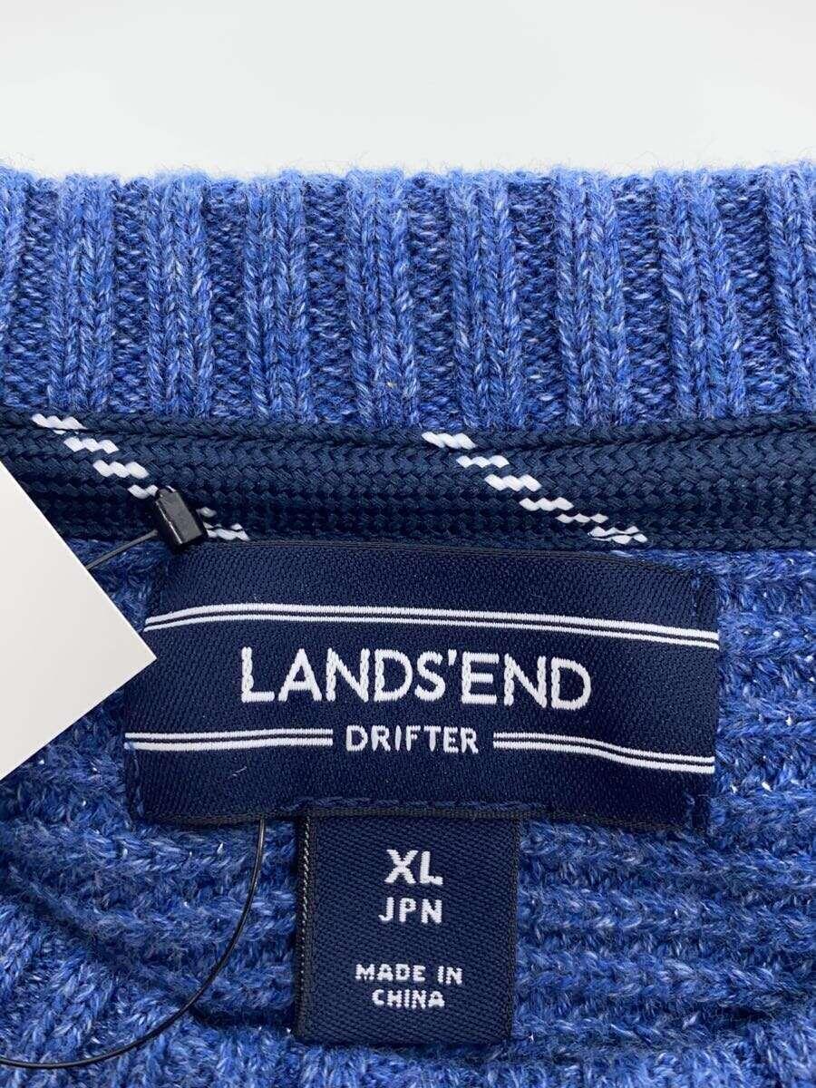 LANDS END◆セーター(厚手)/XL/コットン/BLU/無地_画像3