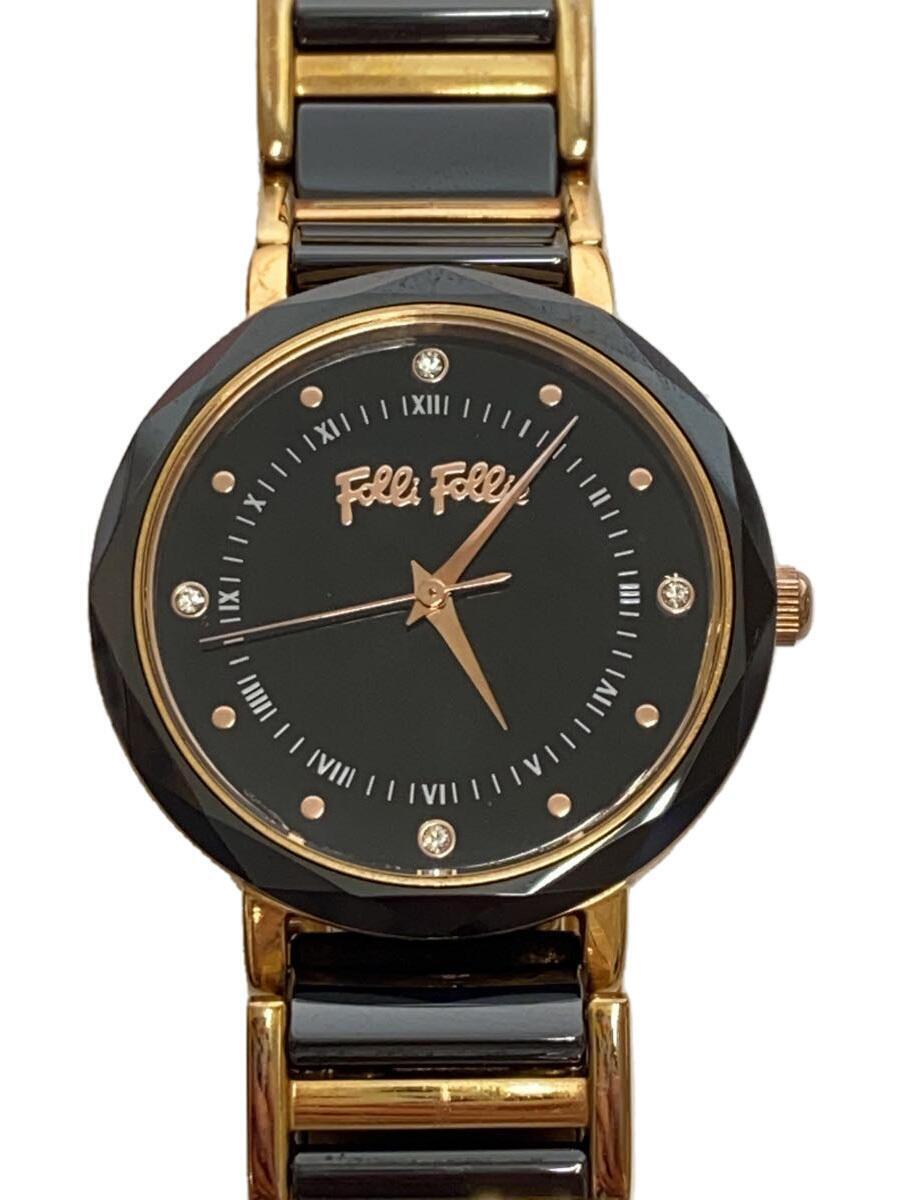 Folli Follie◆クォーツ腕時計/アナログ/ブラック/WF14R034BS_画像1