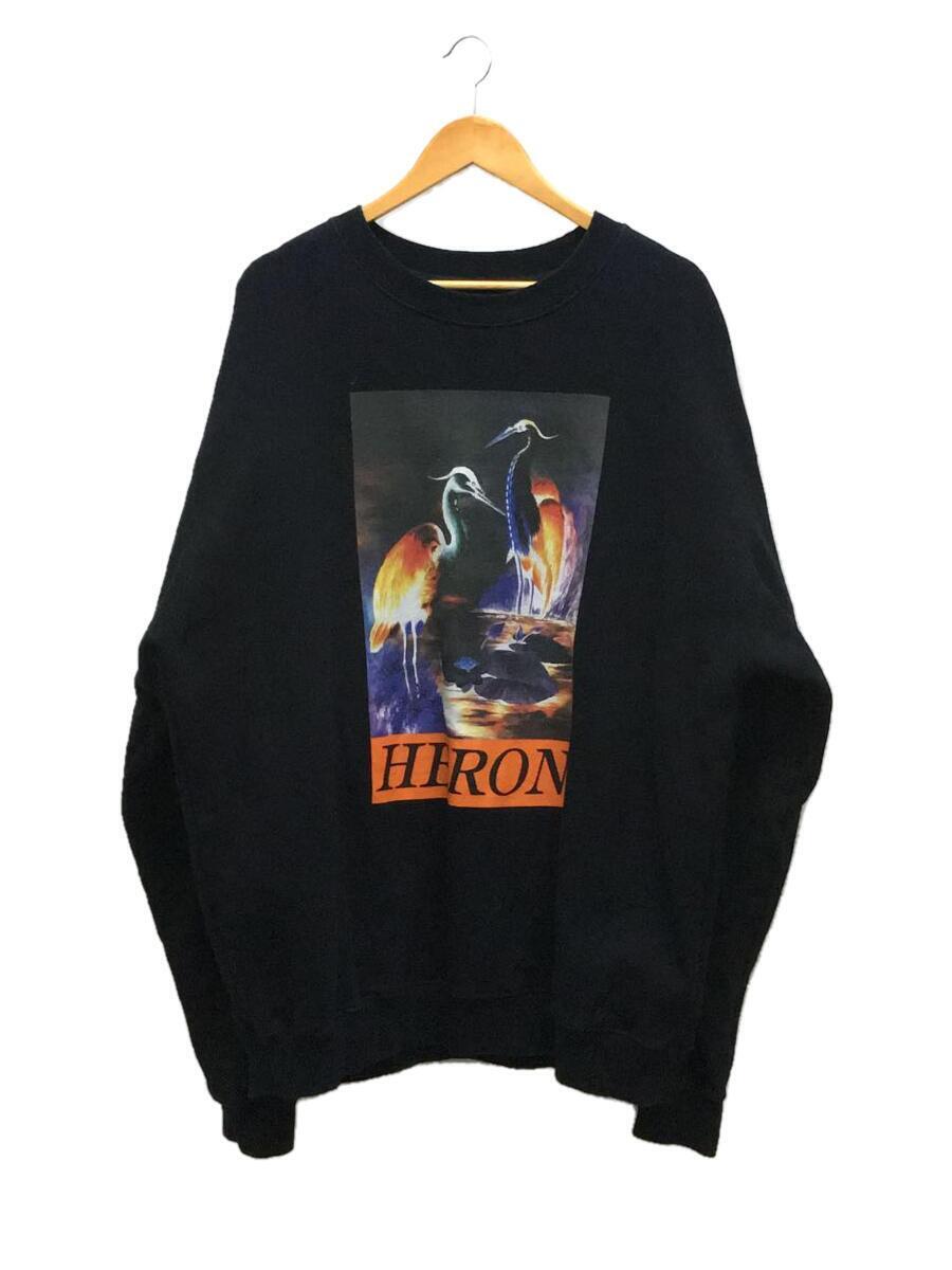 HERON PRESTON◆スウェット/XL/コットン/BLK/無地/HMBA014F20JER005//