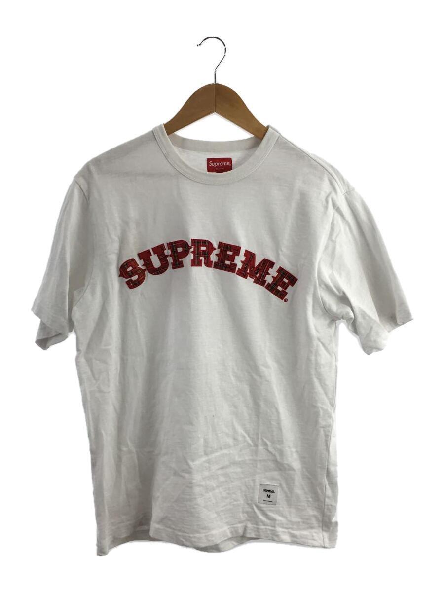 Supreme◆plaid applique S/S top/M/コットン/WHT//_画像1