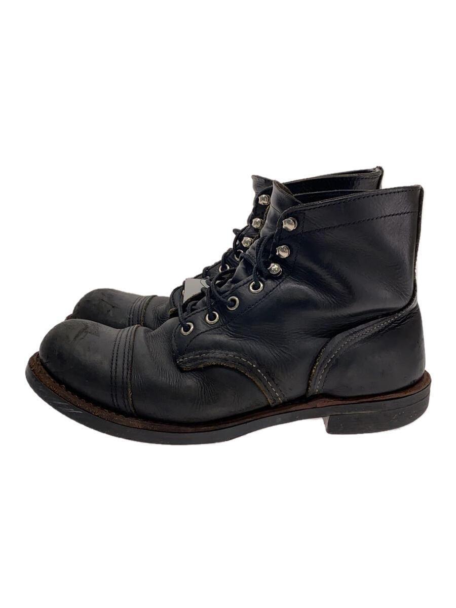 RED WING◆IRON RANGER/レースアップブーツ/US7.5/BLK/レザー/8114//