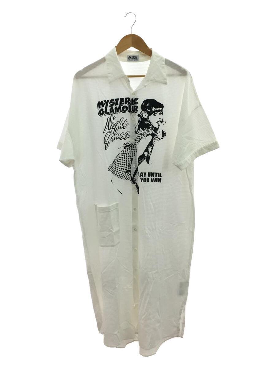 HYSTERIC GLAMOUR◆21SS/Night Games/半袖ワンピース/FREE/コットン/WHT/01211CO12//