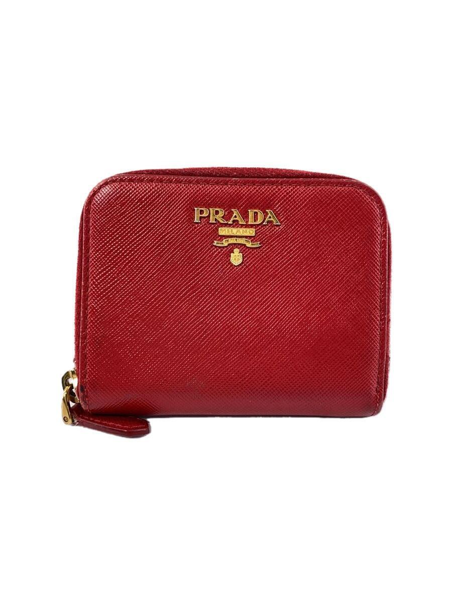 PRADA◆コインケース/PVC/RED/無地/レディース