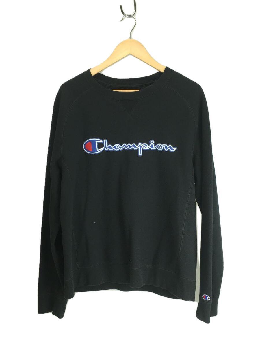 Champion◆スウェット/L/コットン/BLK/1342903_画像1