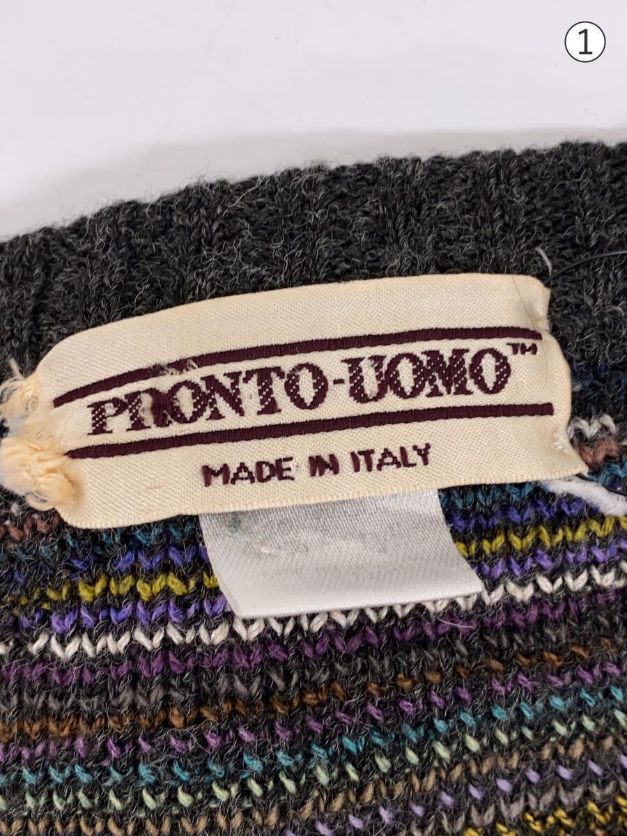 PRONTO UOMO/ITALY製/セーター(薄手)/ウール/BLK/総柄_画像3